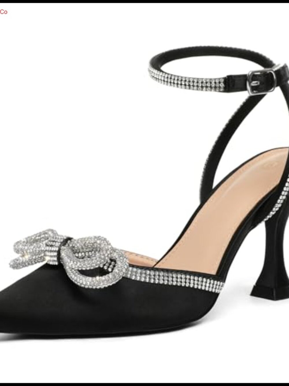 Rhinestone Bow Kitten Heels Pointed Toe Wedding Pumps Satin